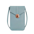 Faux Leather Crossbody Phone Bag with Clear Touch Window - Light Blue