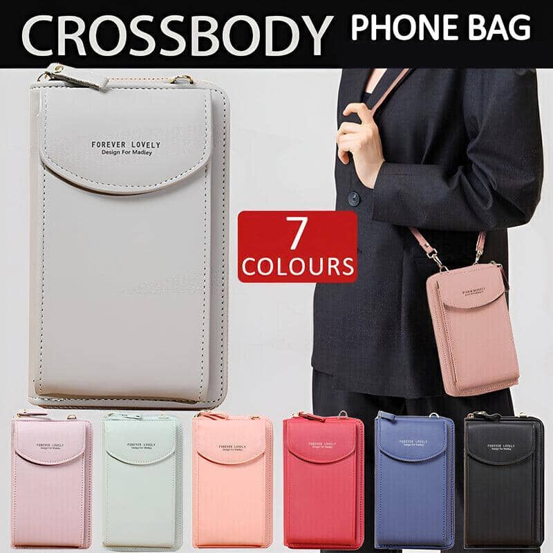 Faux Leather Crossbody Phone Pouch Bag - Black - view 2