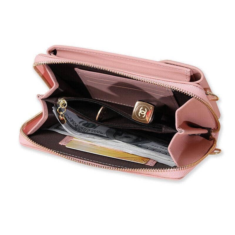 Faux Leather Crossbody Phone Pouch Bag - Blue - view 4