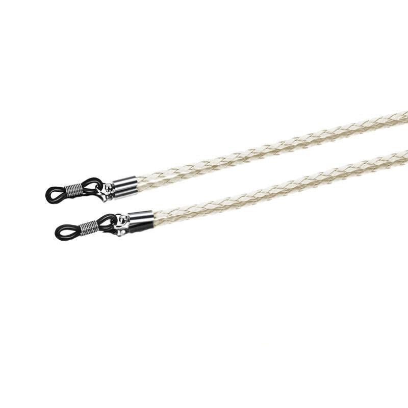 Faux Leather Eyeglass Holder Strap Chain for Sunglasses and Reading Glasses - Beige