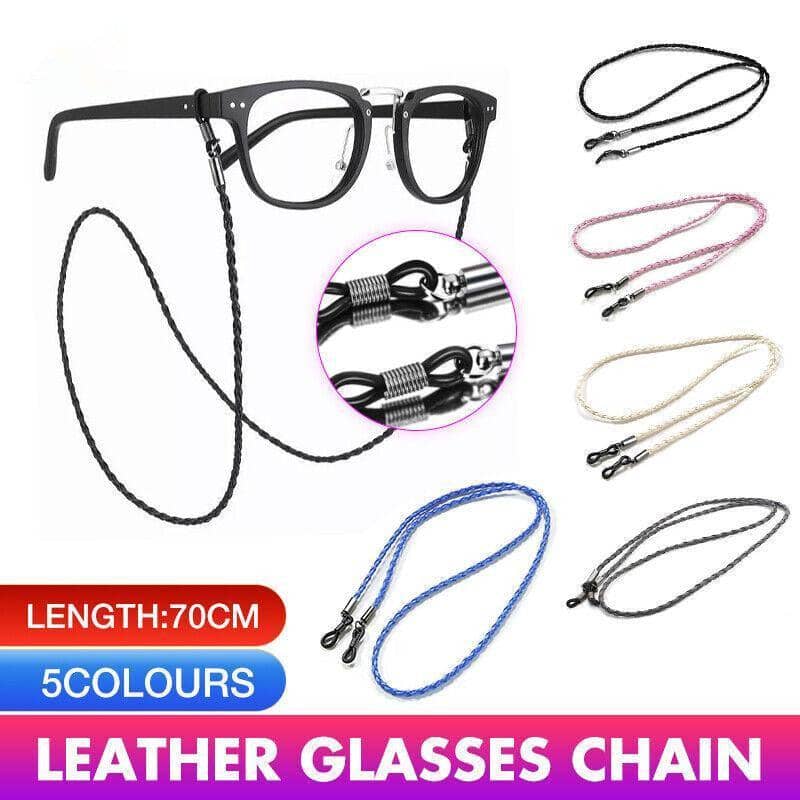 Faux Leather Eyeglass Holder Strap Chain for Sunglasses and Reading Glasses - Black - view 2