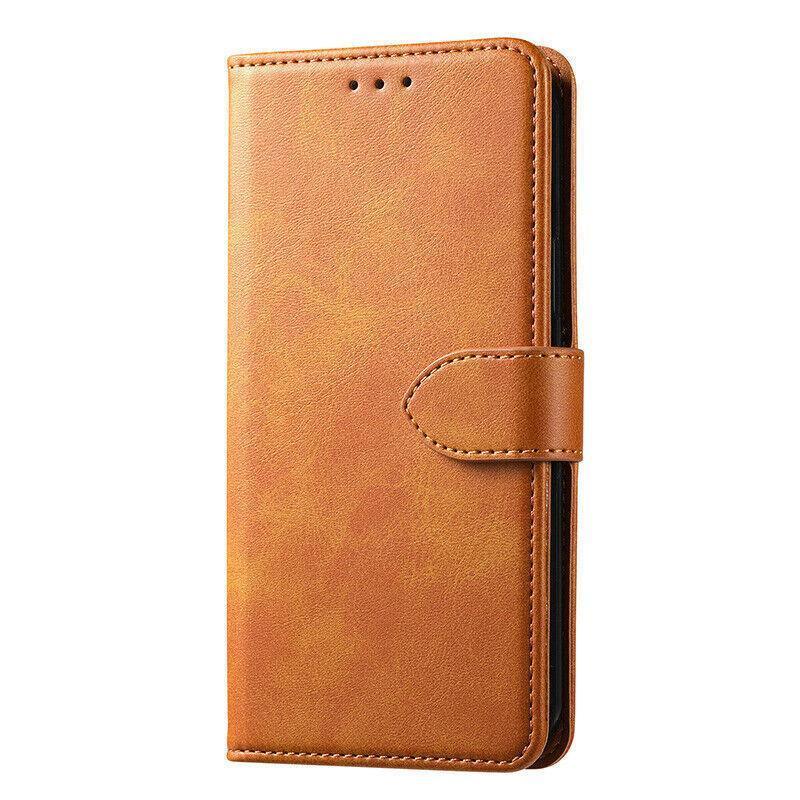 Faux Leather Flip Wallet Case, Tan Brown - iPhone 11 Pro Max