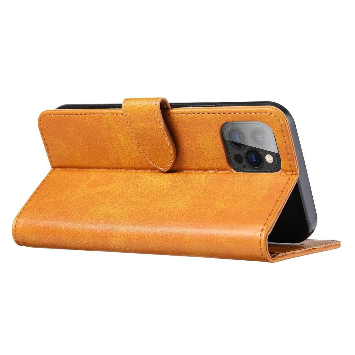 Faux Leather Flip Wallet Case, Tan Brown - iPhone 14 Plus - view 4