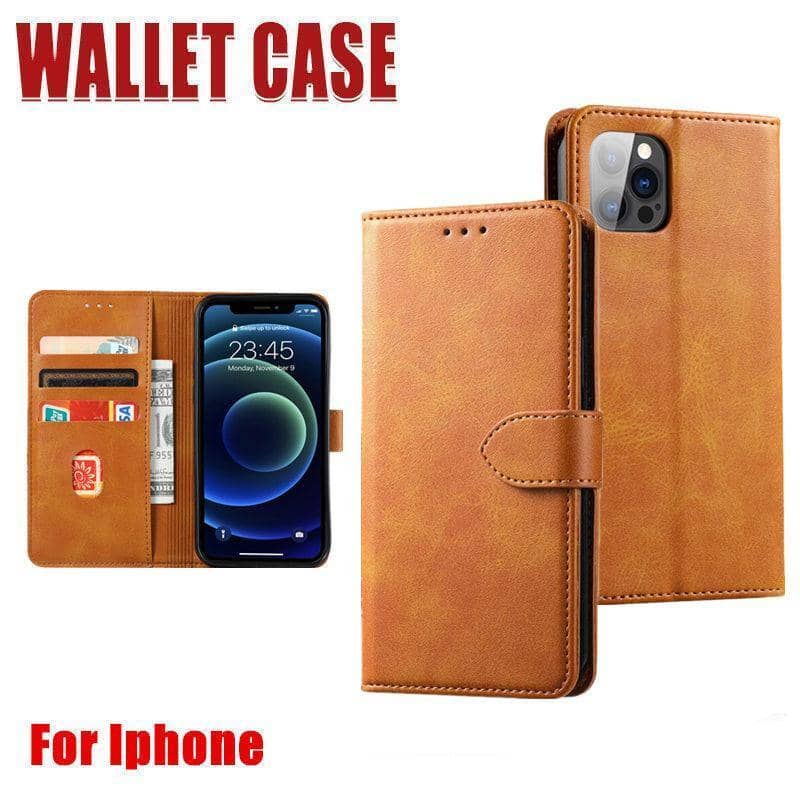 Faux Leather Flip Wallet Case, Tan Brown - iPhone X/XS - view 2