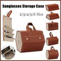 Faux Leather Folding Sunglasses Organiser Case - Brown, 6 Slots - view 2