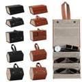 Faux Leather Folding Sunglasses Organiser Case - Brown, 6 Slots - view 3