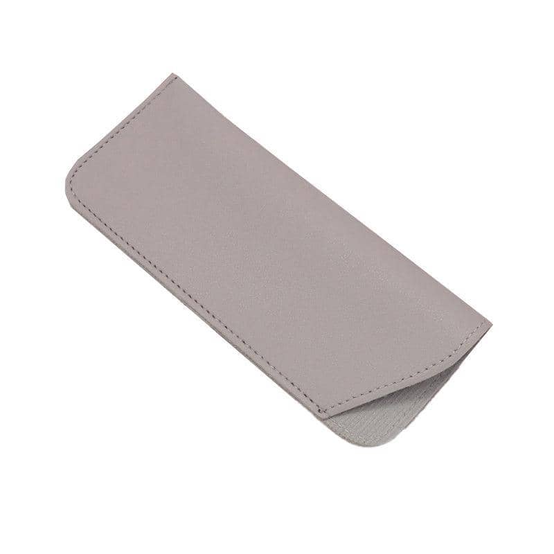 Faux Leather Glasses Case, Soft Pouch - Grey