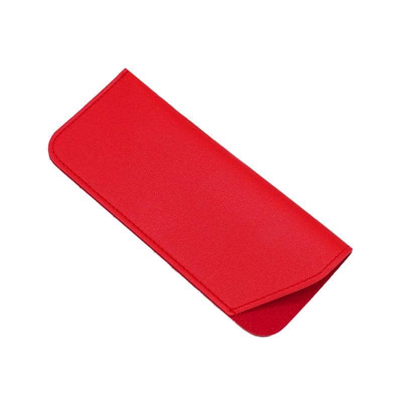 Faux Leather Glasses Case, Soft Pouch - Red