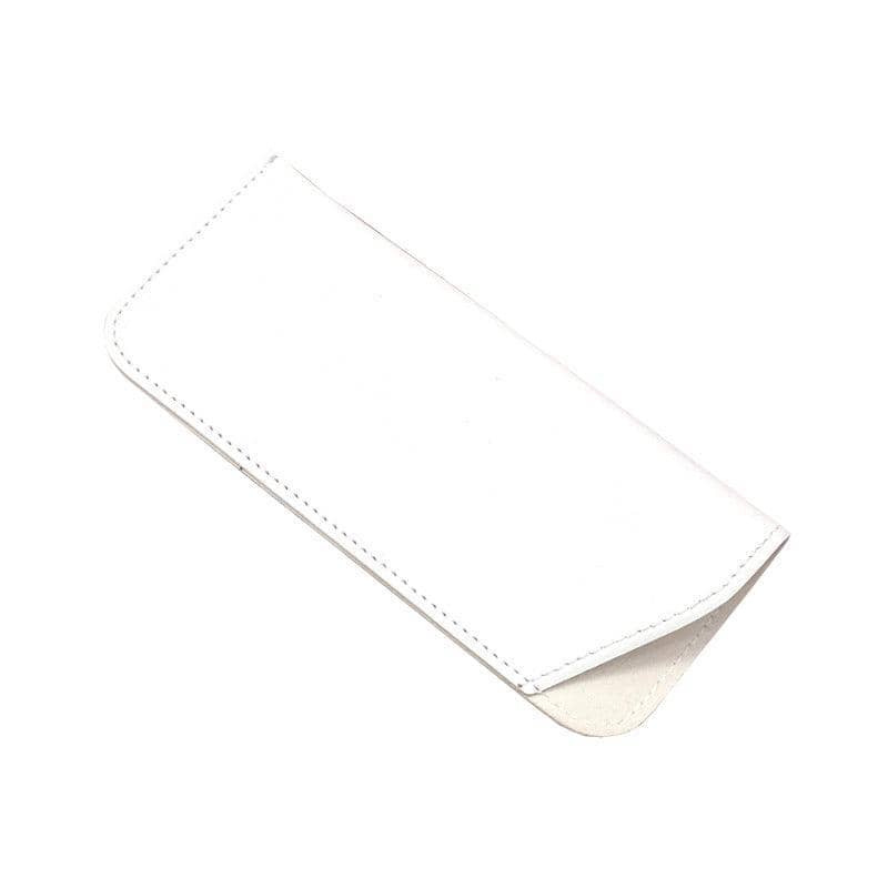 Faux Leather Glasses Case, Soft Pouch - White