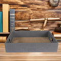 Faux Leather Hotel Shoe Basket Storage Tray - Grey and Brown, 40 x 30 x 8cm - view 5