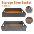 Faux Leather Hotel Shoe Basket Storage Tray - Grey and Orange, 40 x 30 x 8cm - view 2