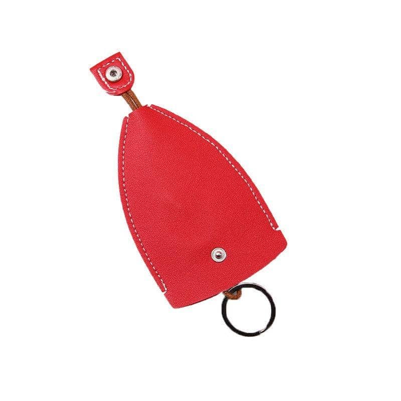 Faux Leather Key Pouch with Pull Strap - Red