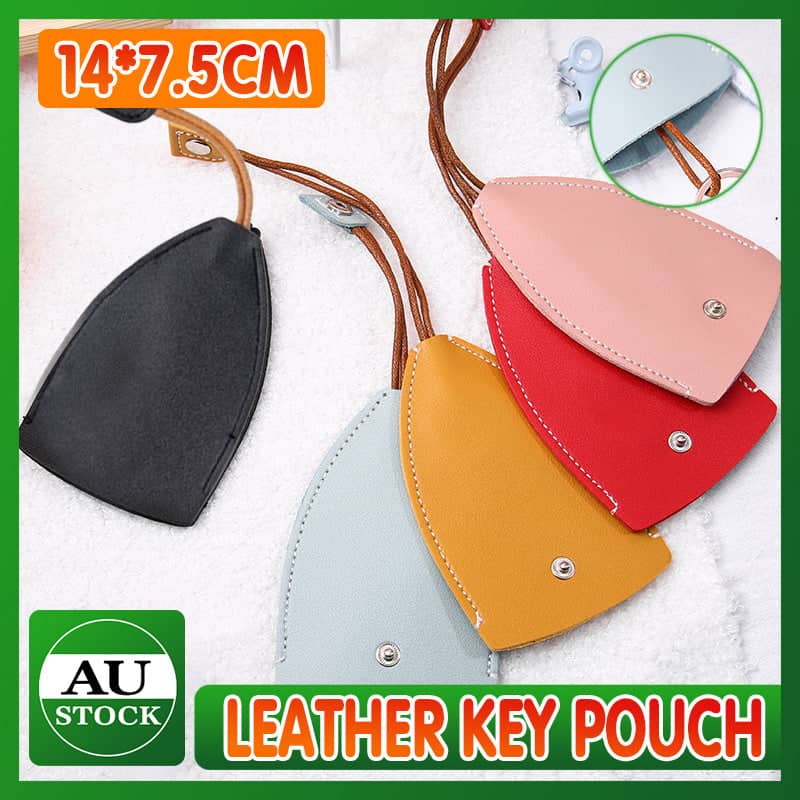Faux Leather Key Pouch with Pull Strap - Red - view 2