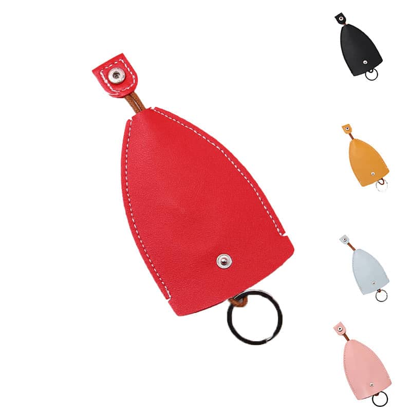 Faux Leather Key Pouch with Pull Strap - Red - view 3