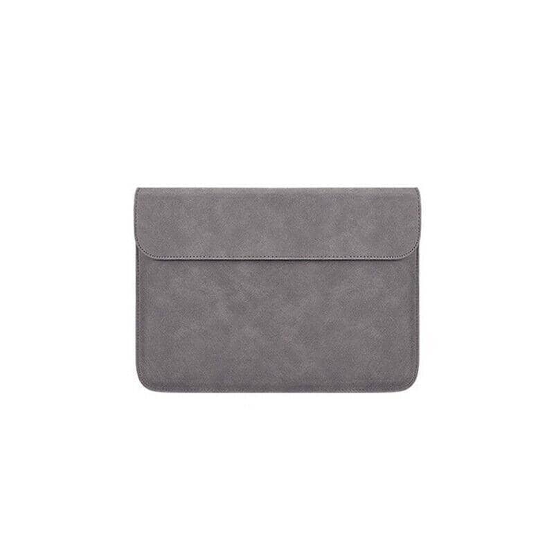 Faux Leather Laptop Sleeve Case for MacBook and Dell Laptops - Dark Grey