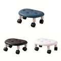Faux Leather Look Low Stool with Wheels - White - view 3