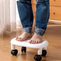 Faux Leather Look Low Stool with Wheels - White - view 5