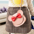 Faux Leather Mini Crossbody Bag with Bow - Dusty Pink with Red Bow - view 5