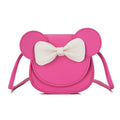 Faux Leather Mini Crossbody Bag with Bow - Fuchsia with White Bow