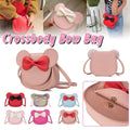 Faux Leather Mini Crossbody Bag with Bow - Light Blue with Red Bow - view 2