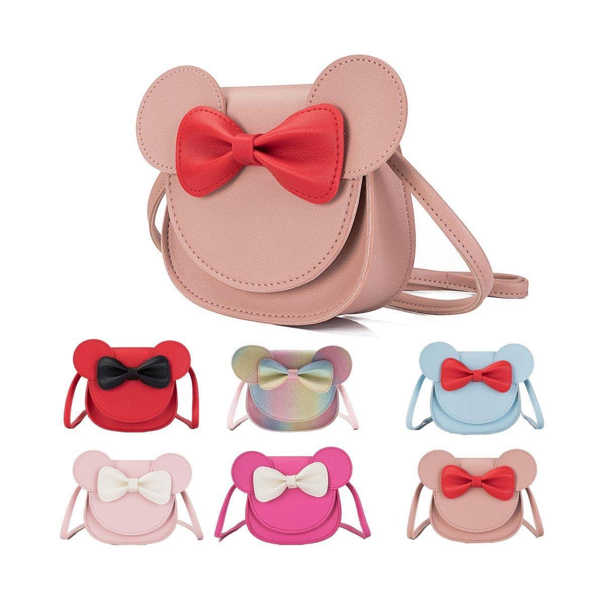 Faux Leather Mini Crossbody Bag with Bow - Rainbow - view 3