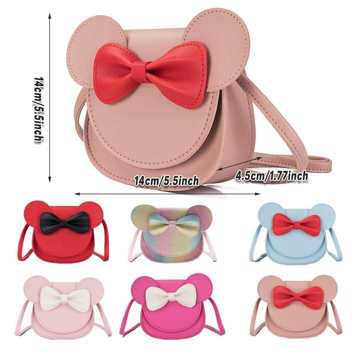 Faux Leather Mini Crossbody Bag with Bow - Rainbow - view 4