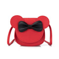 Faux Leather Mini Crossbody Bag with Bow - Red with Black Bow