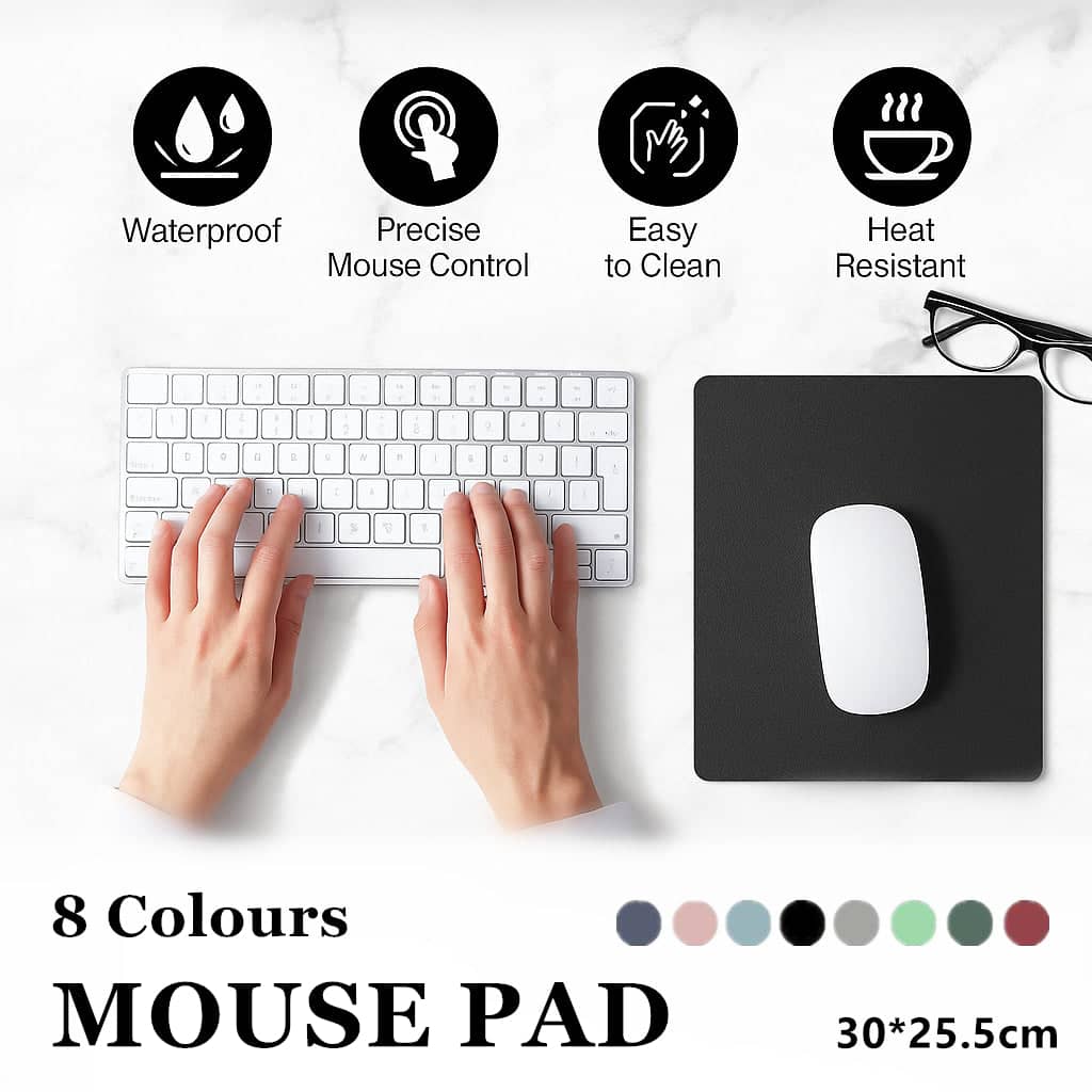 Faux Leather Mouse Pad, 30 x 25.5 cm - Dark Blue - view 2