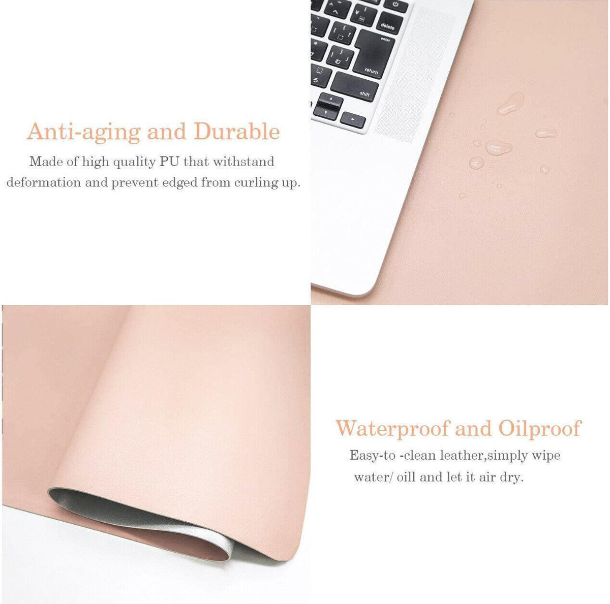 Faux Leather Mouse Pad Gaming Waterproof Desk Mat 25 x 21cm Anti Slip - Light Blue - view 5