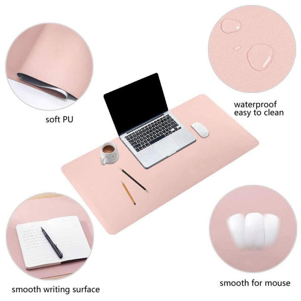 Faux Leather Mouse Pad Gaming Waterproof Desk Mat 25 x 21cm Anti Slip - Light Green - view 4