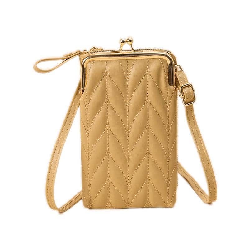 Faux Leather Phone Bag, 10.5 x 4 x 18.2 cm - Yellow