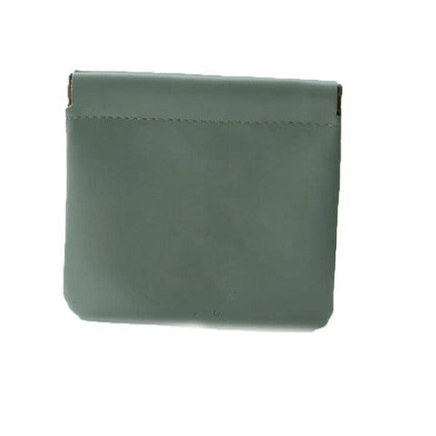 Faux Leather Pocket Cosmetic Bag - Dark Green