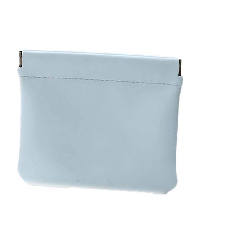 Faux Leather Pocket Cosmetic Bag - Light Blue