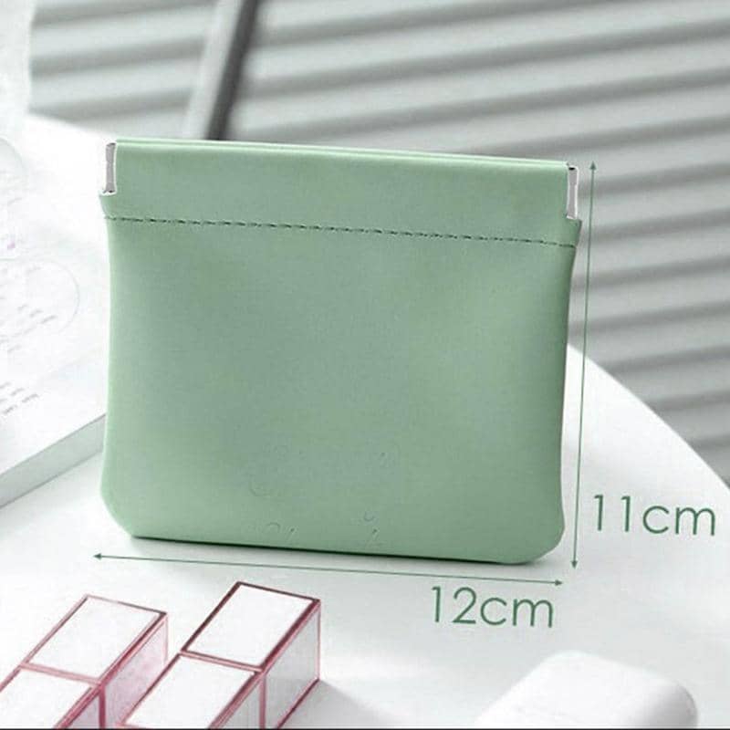 Faux Leather Pocket Cosmetic Bag - Light Green - view 5