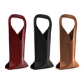 Faux Leather Single Wine Bottle Bag with Handle - Wine Red - view 3