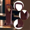 Faux Leather Single Wine Bottle Bag with Handle - Wine Red - view 5
