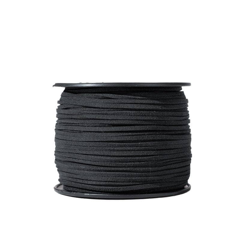 Faux Leather Suede Cord for Jewellery Making, 92 m Spool - Black