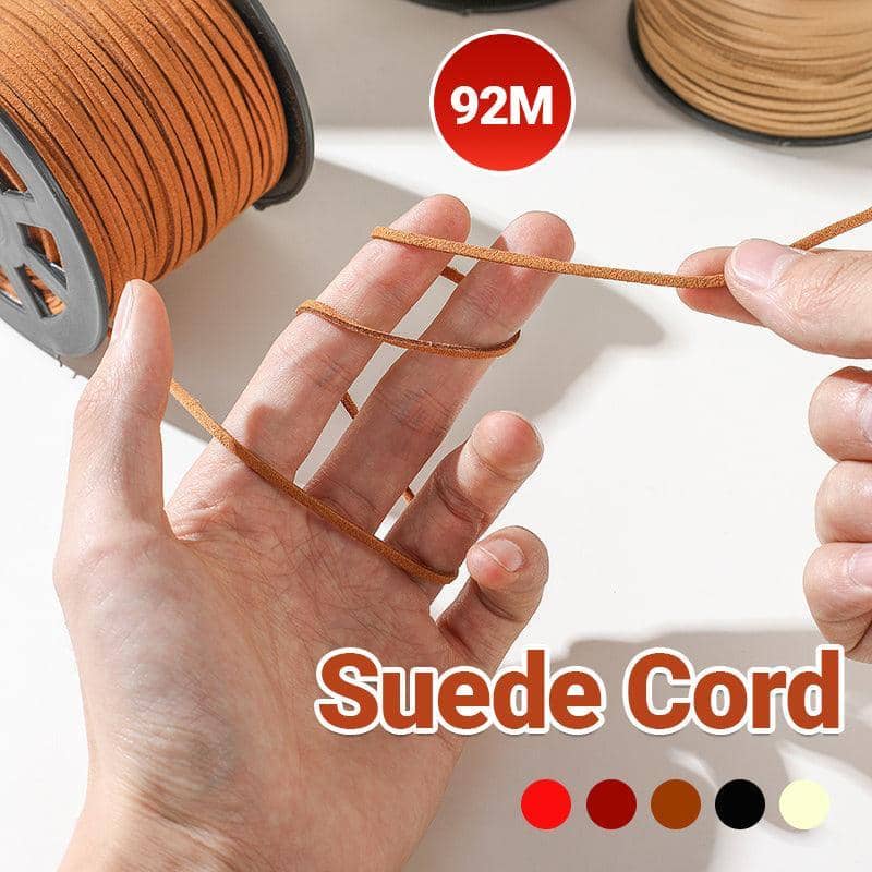 Faux Leather Suede Cord for Jewellery Making, 92 m Spool - Brown - view 2