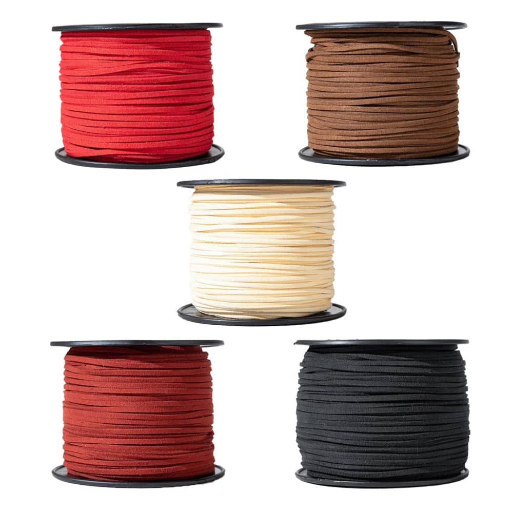 Faux Leather Suede Cord for Jewellery Making, 92 m Spool - Cream - view 3