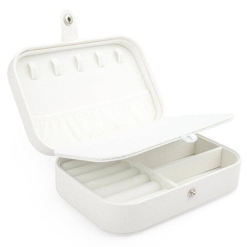 Faux Leather Travel Jewellery Box Organiser - White