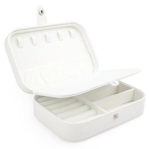 Faux Leather Travel Jewellery Box Organiser - White