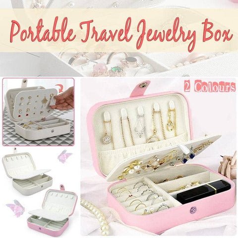 Faux Leather Travel Jewellery Box Organiser - White - view 2