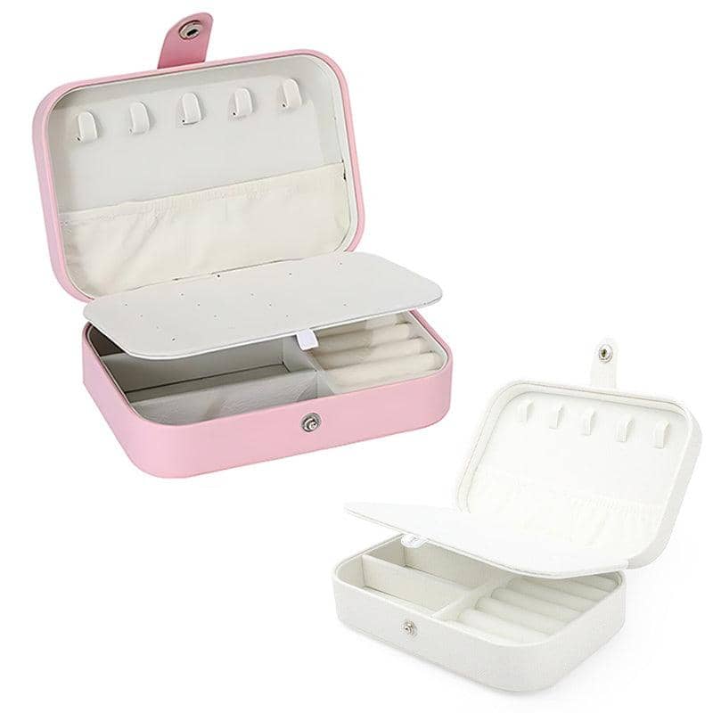 Faux Leather Travel Jewellery Box Organiser - White - view 3