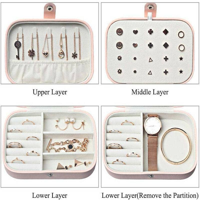 Faux Leather Travel Jewellery Box Organiser - White - view 4