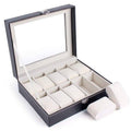 Faux Leather Watch Box with 10 Grids, Jewellery Display Storage Organiser - view 2