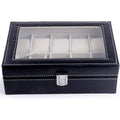 Faux Leather Watch Box with 10 Grids, Jewellery Display Storage Organiser - view 4