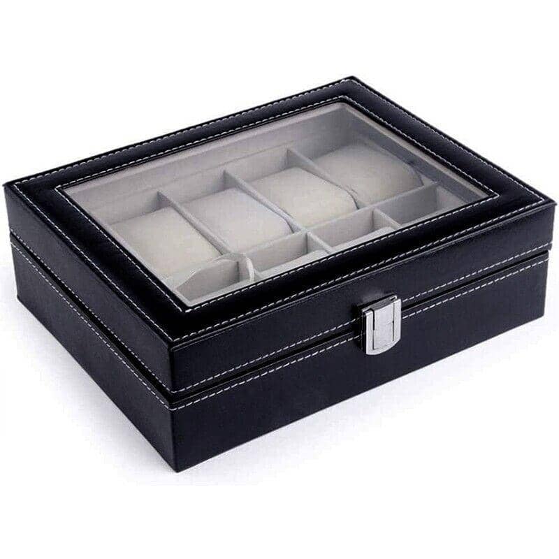 Faux Leather Watch Box with 10 Grids, Jewellery Display Storage Organiser - view 5