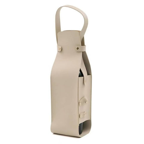 Faux Leather Wine Bottle Tote Bags with Handle - Cream, Pack of 2