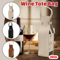 Faux Leather Wine Bottle Tote Bags with Handle - Cream, Pack of 2 - view 2