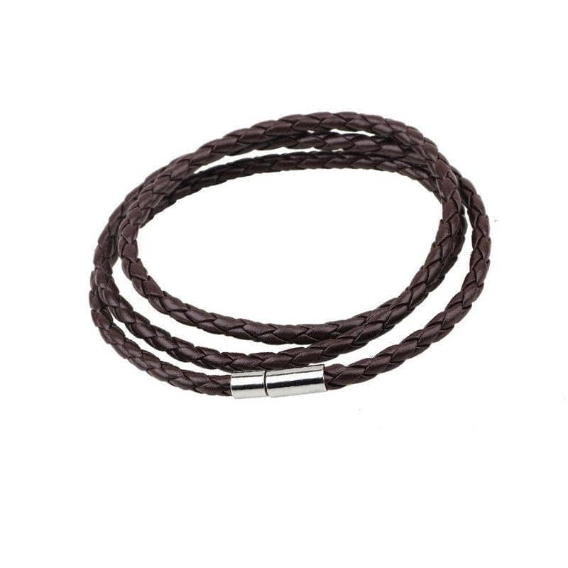 Faux Leather Wrap Bracelet 60 cm, Single - Dark Brown